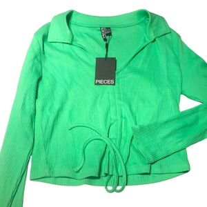 NWT Pieces Tegan Long Sleeve Tie Top in Summer Green Size XL